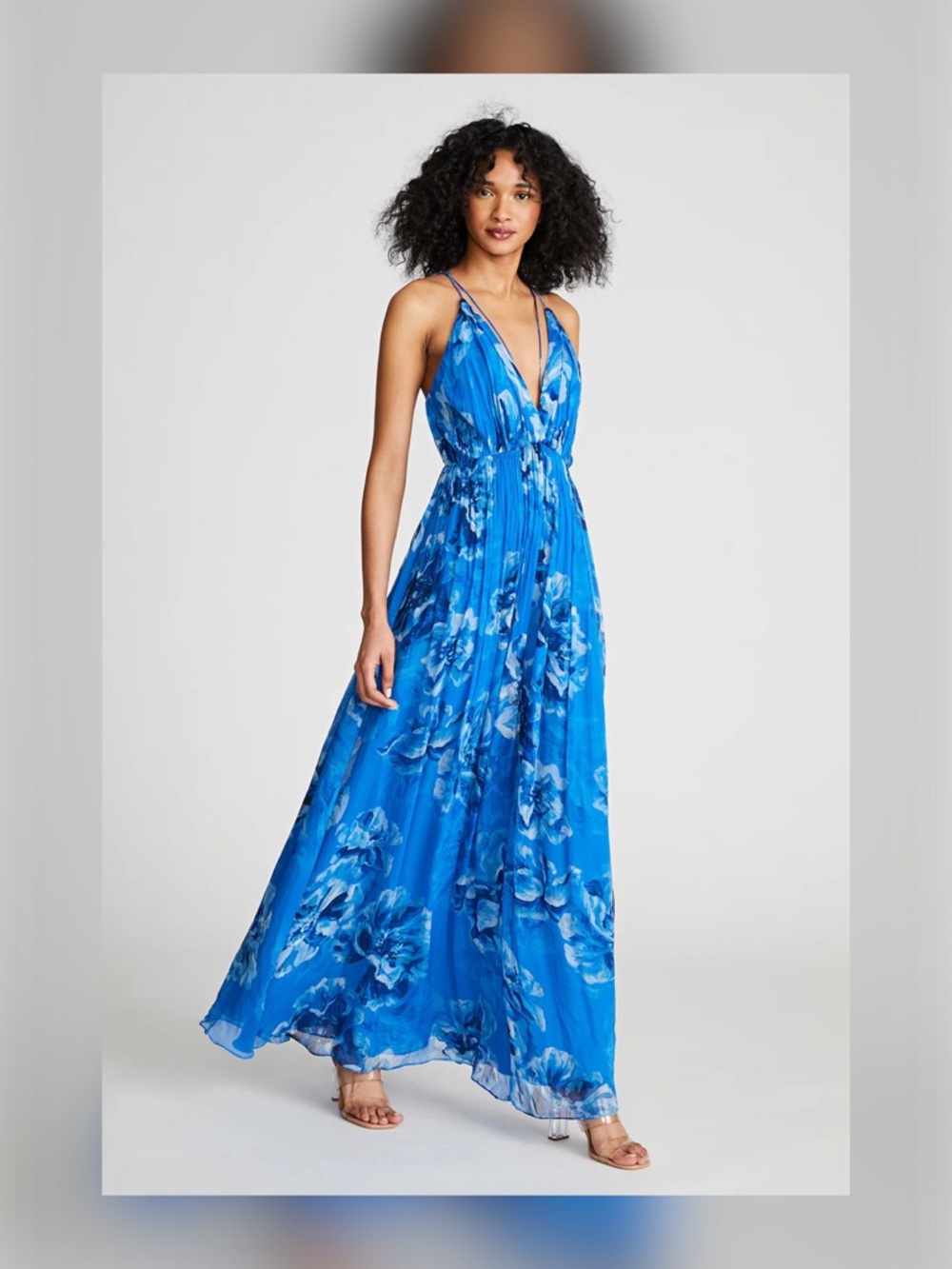 HALSTON Mindy Gown In Floral Printed Chiffon - Picture 6 of 6